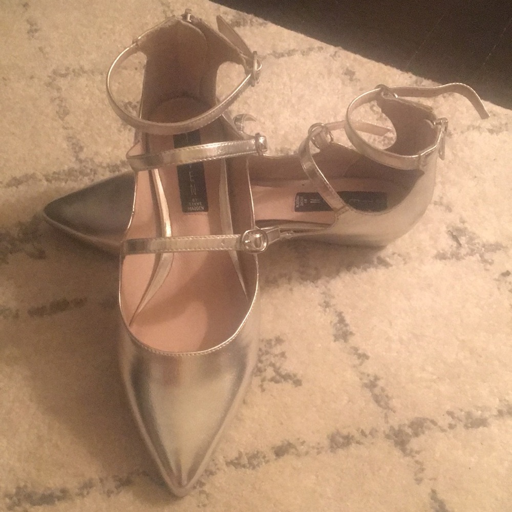 Steven by Steve Madden metallic silver flats